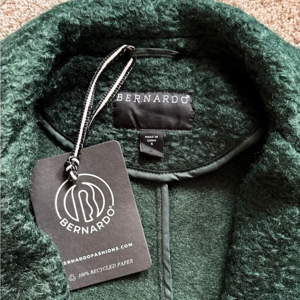 NWT Bernardo Women’s Notch Lapel Single Breasted Forest Green Coat Size Small - Picture 3 of 10